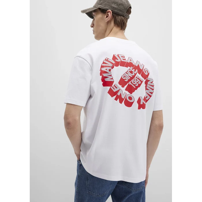 Mavi 0612898-620 Mavi Jeans Baskılı Beyaz Tişört