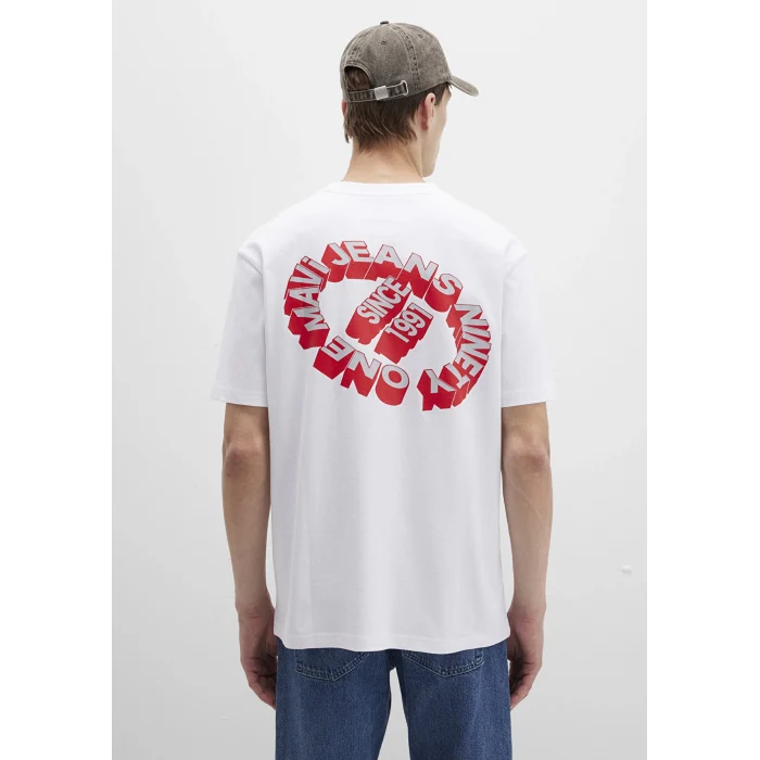 Mavi 0612898-620 Mavi Jeans Baskılı Beyaz Tişört