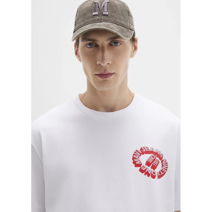 Mavi 0612898-620 Mavi Jeans Baskılı Beyaz Tişört