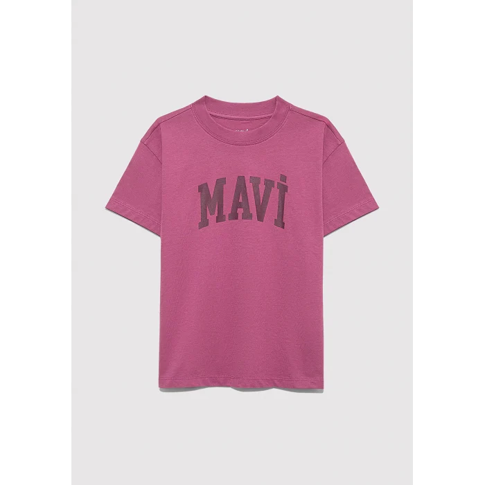 Mavi 7610385-70651 Mavi Logo Baskılı Pembe Tişört