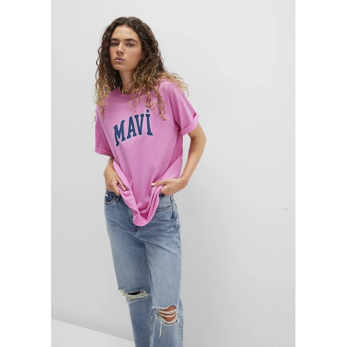 Mavi 1600843-71033 Mavi Logo Baskılı Pembe Tişört