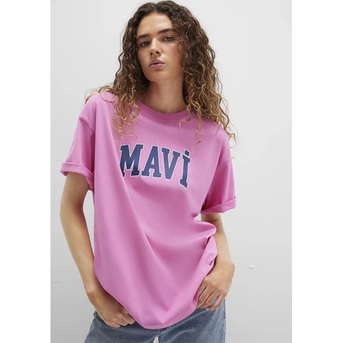 Mavi 1600843-71033 Mavi Logo Baskılı Pembe Tişört