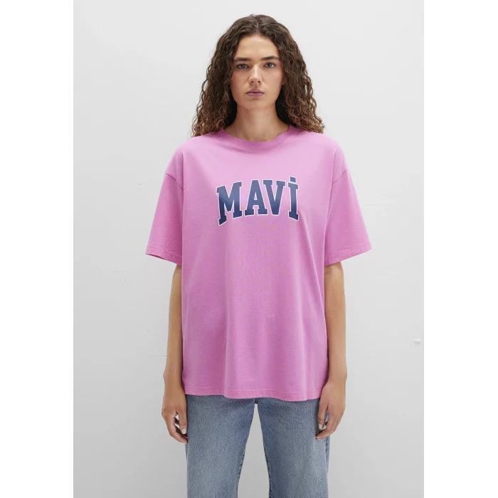 Mavi 1600843-71033 Mavi Logo Baskılı Pembe Tişört