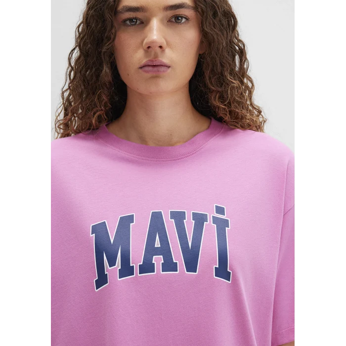 Mavi 1600843-71033 Mavi Logo Baskılı Pembe Tişört