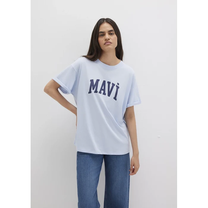 Mavi 1600843-70717 Mavi Logo Baskılı Mavi Tişört