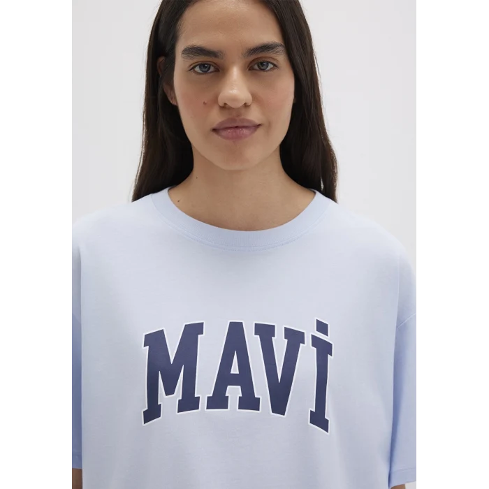 Mavi 1600843-70717 Mavi Logo Baskılı Mavi Tişört