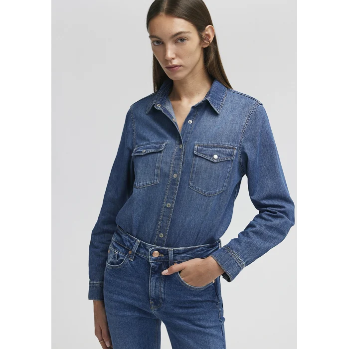 Mavi 1210662-86490 Merida Real Blue Koyu Mavi Jean Gömlek