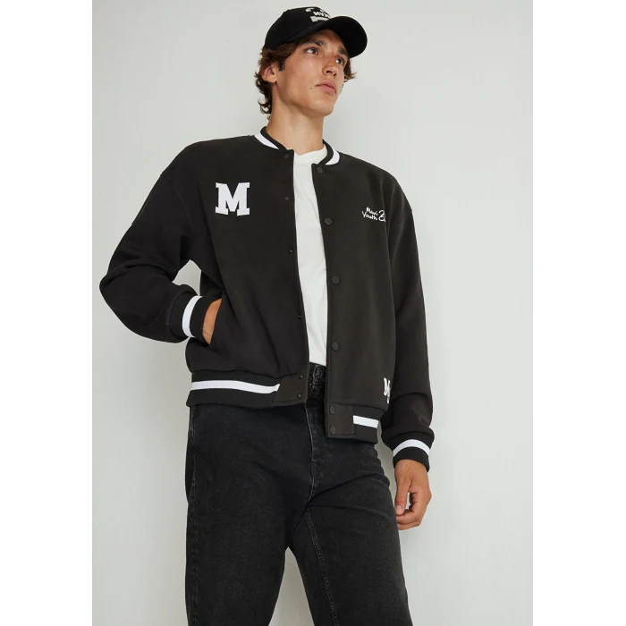 Mavi 0S10167-900 M Logo Baskılı Siyah Kolej Ceketi
