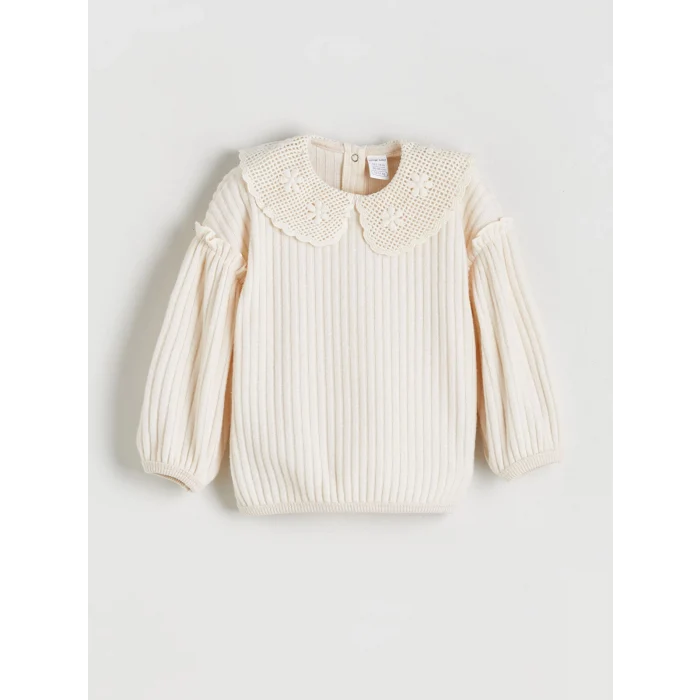 LCW baby Bej Bebe Yaka Kız Bebek Sweatshirt ve Tayt Pantolon 2li