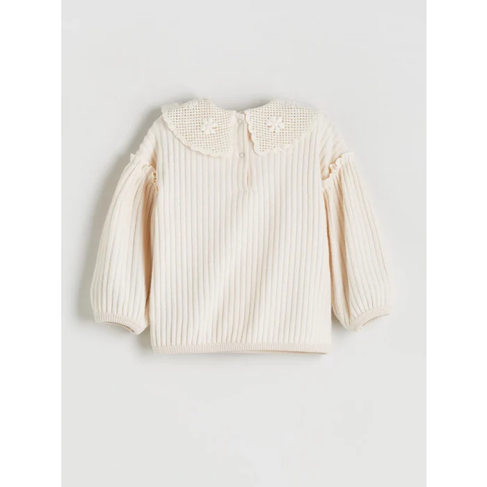 LCW baby Bej Bebe Yaka Kız Bebek Sweatshirt ve Tayt Pantolon 2li