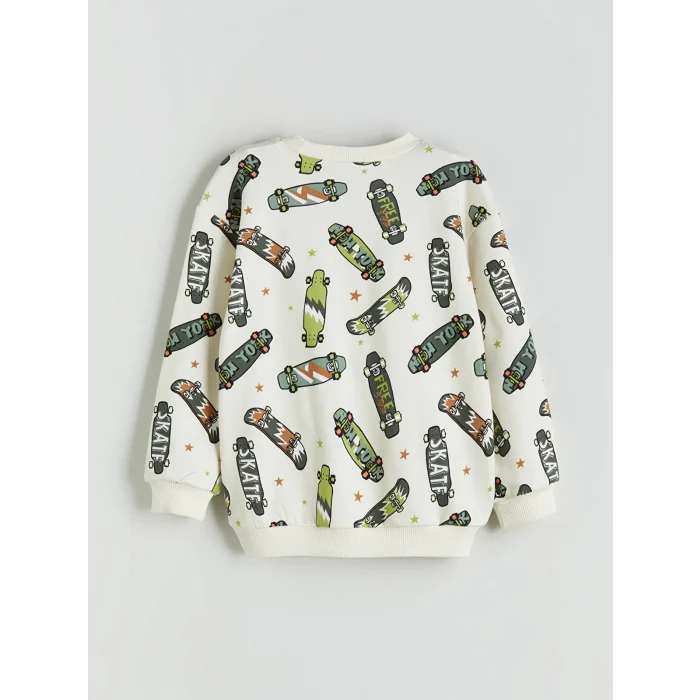 LCW Kids Bej Bisiklet Yaka Erkek Çocuk Sweatshirt ve Eşofman Alt