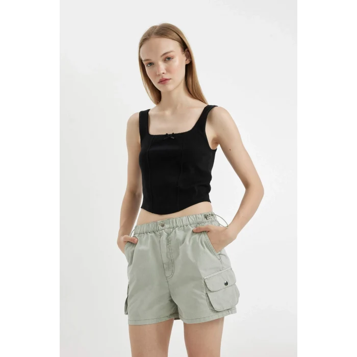 Defacto D1175 Siyah Coool Fitted V Yaka Modal Atlet