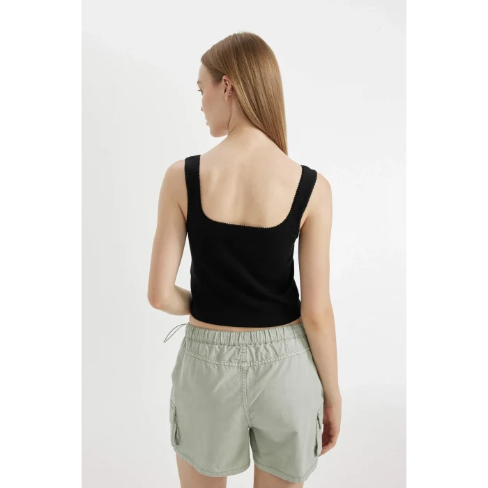 Defacto D1175 Siyah Coool Fitted V Yaka Modal Atlet