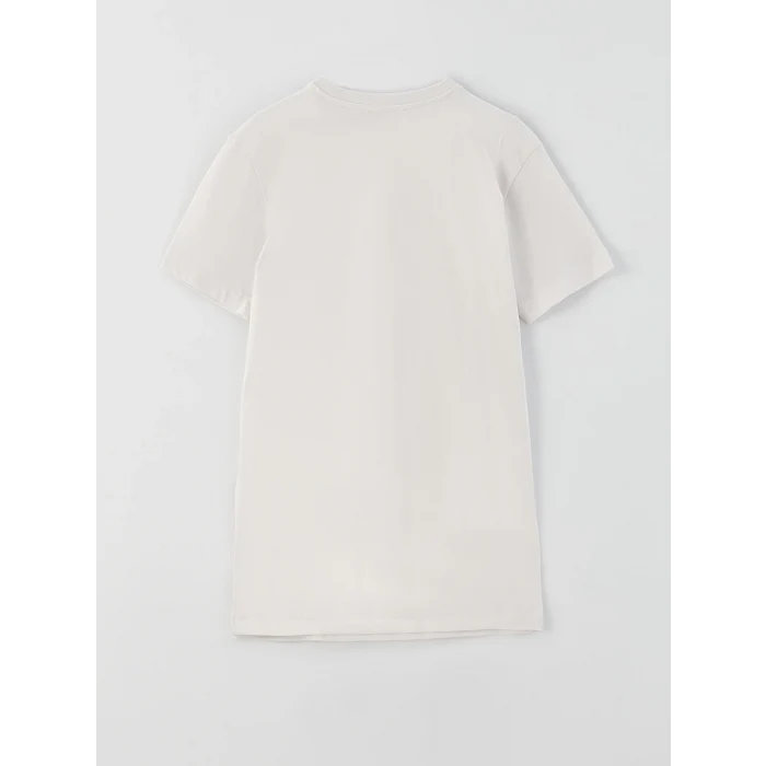 LCW Modest Gri Bisiklet Yaka Baskılı Kısa Kollu Kadın Tunik