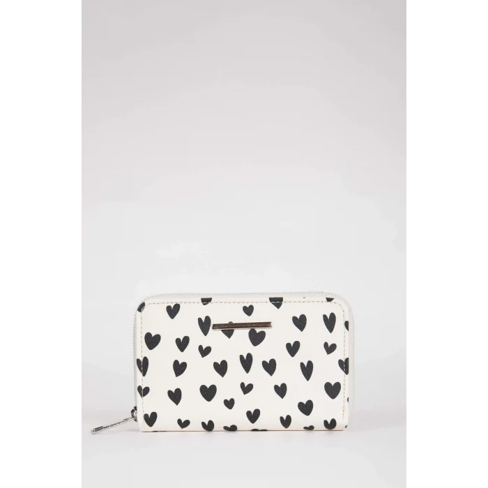 Defacto B3772 Çok Renkli Kadın Kalp Desenli Suni Deri Cüzdan