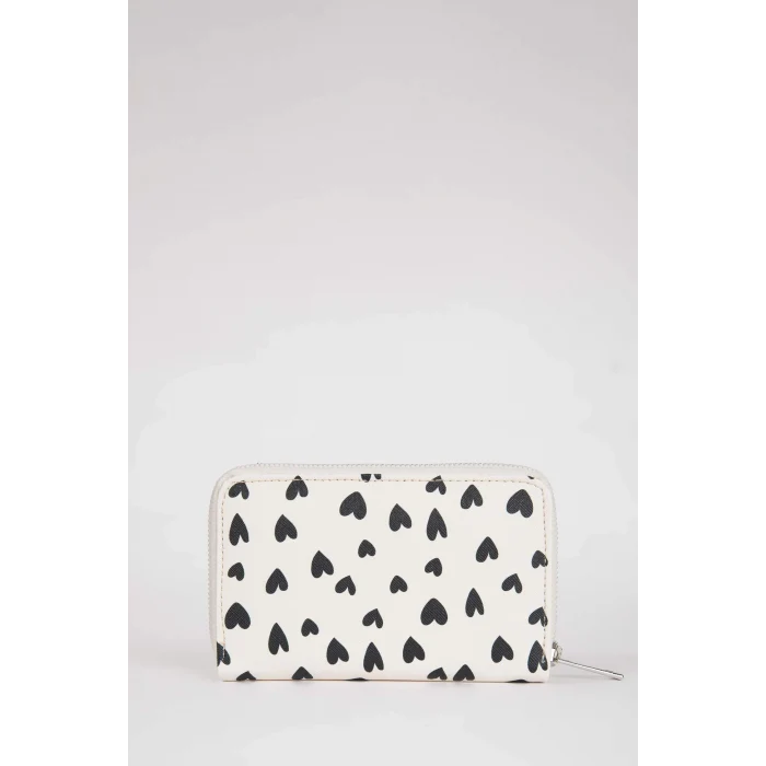 Defacto B3772 Çok Renkli Kadın Kalp Desenli Suni Deri Cüzdan