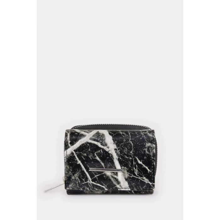 Defacto E2651 Siyah Kadın Mermer Baskılı Suni Deri Cüzdan