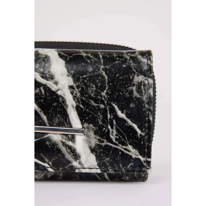 Defacto E2651 Siyah Kadın Mermer Baskılı Suni Deri Cüzdan