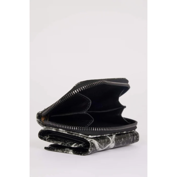 Defacto E2651 Siyah Kadın Mermer Baskılı Suni Deri Cüzdan
