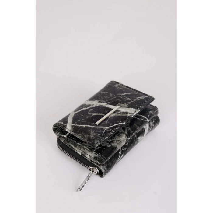Defacto E2651 Siyah Kadın Mermer Baskılı Suni Deri Cüzdan