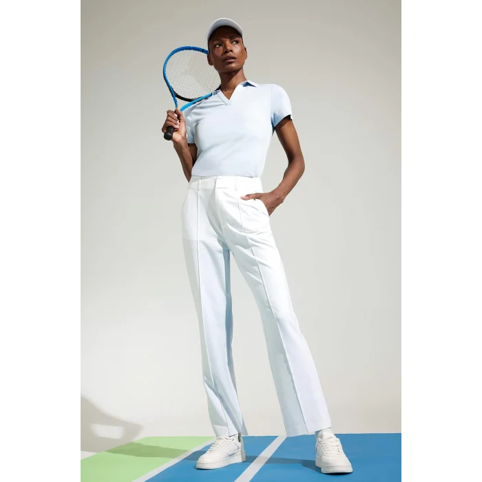 Defacto D9299 Mavi DeFactoFit Slim Fit Dar Kesim Polo Yaka Baskılı Sporcu Kısa Kollu Tişört