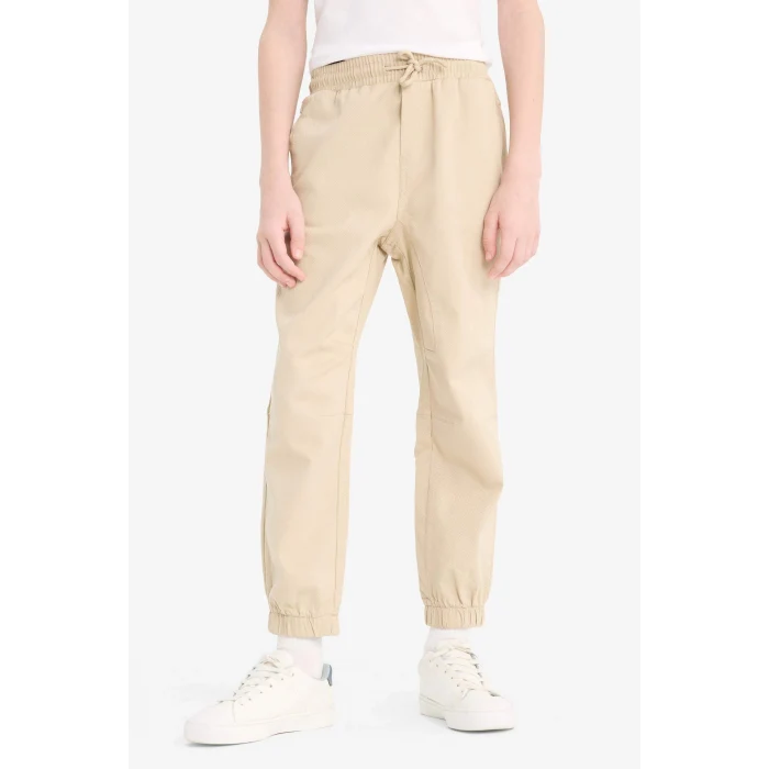 Defacto B6713 Bej Erkek Çocuk Lastikli Paça Basic Düz Gabardin Jogger Pantolon