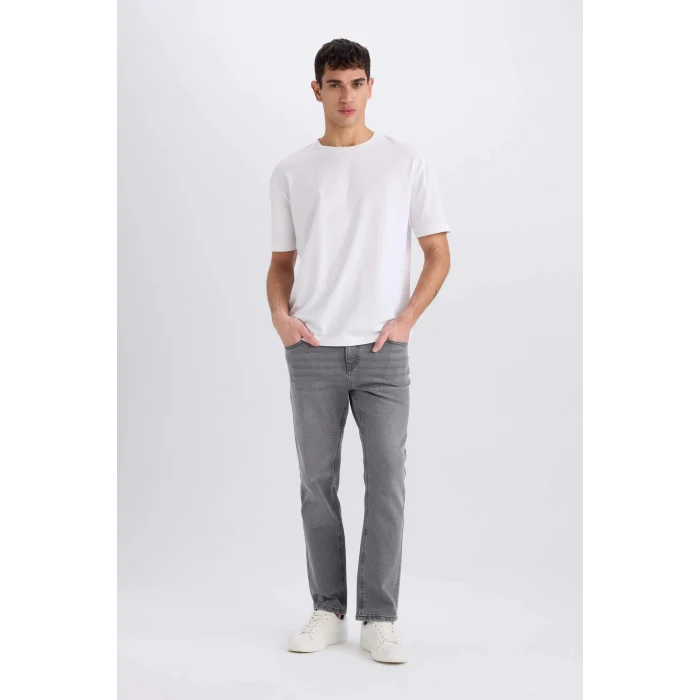 Defacto D9837 Gri Sergio Regular Fit Normal Kalıp Normal Bel Boru Paça Jean Pantolon