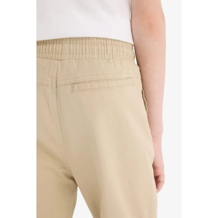 Defacto B6713 Bej Erkek Çocuk Lastikli Paça Basic Düz Gabardin Jogger Pantolon