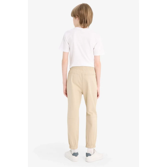Defacto B6713 Bej Erkek Çocuk Lastikli Paça Basic Düz Gabardin Jogger Pantolon