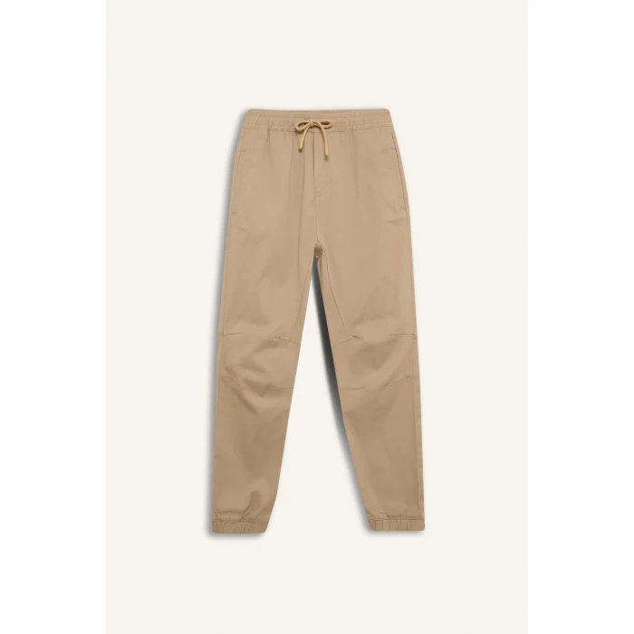 Defacto B6713 Bej Erkek Çocuk Lastikli Paça Basic Düz Gabardin Jogger Pantolon