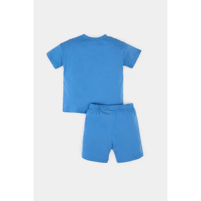 Defacto E6921 Mavi Erkek Bebek 2li Takım Kısa Kollu Tişört Beli Lastikli Şort