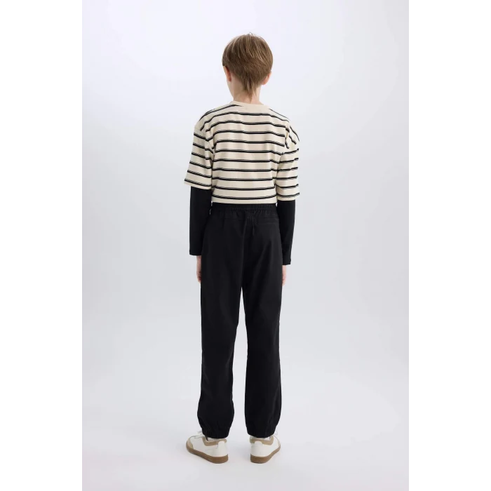 Defacto B6713 Siyah Erkek Çocuk Jogger Fit Jogger Paça Gabardin Pantolon