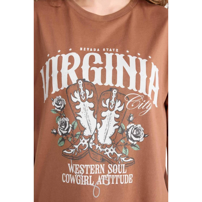 Defacto D9615 Kahve Oversize Geniş Kalıp Bisiklet Yaka Basic Düz Kısa Kollu Tişört