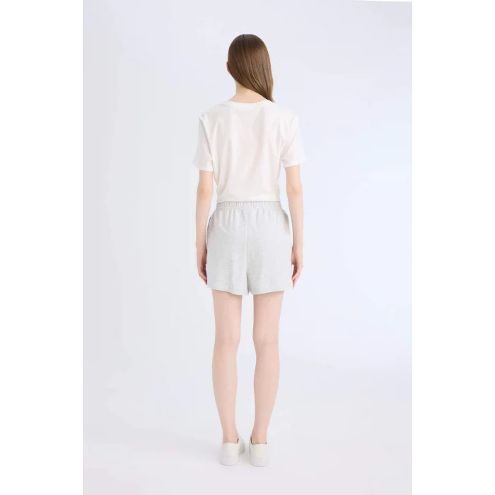 Defacto U3357 Gri Beli Lastikli Cepli Düz Paça Şort