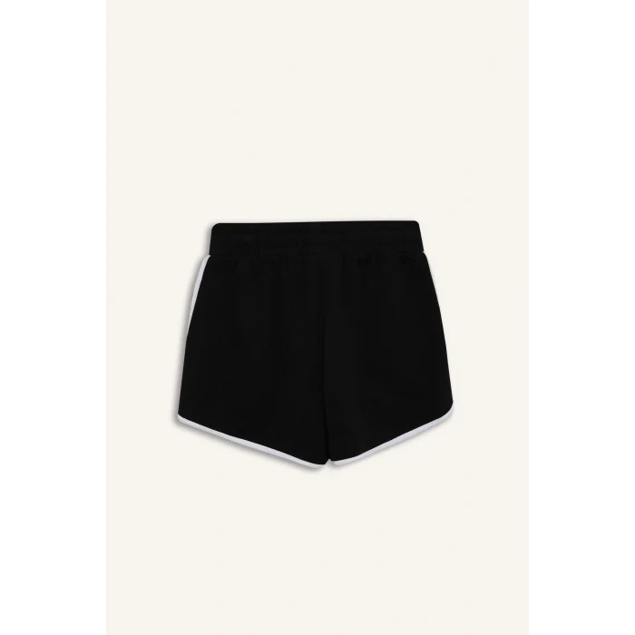 Defacto A6224 Siyah Coool Regular Fit Beli Lastikli Bağcıklı Kalın Mini Şort
