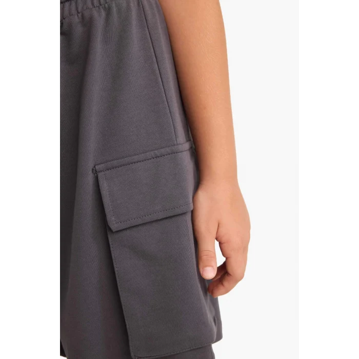 Defacto B0840 Antrasit Kız Çocuk Beli Lastikli Kargo Cepli Şort