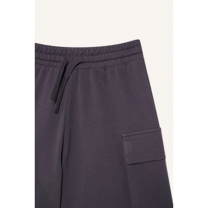 Defacto B0840 Antrasit Kız Çocuk Beli Lastikli Kargo Cepli Şort