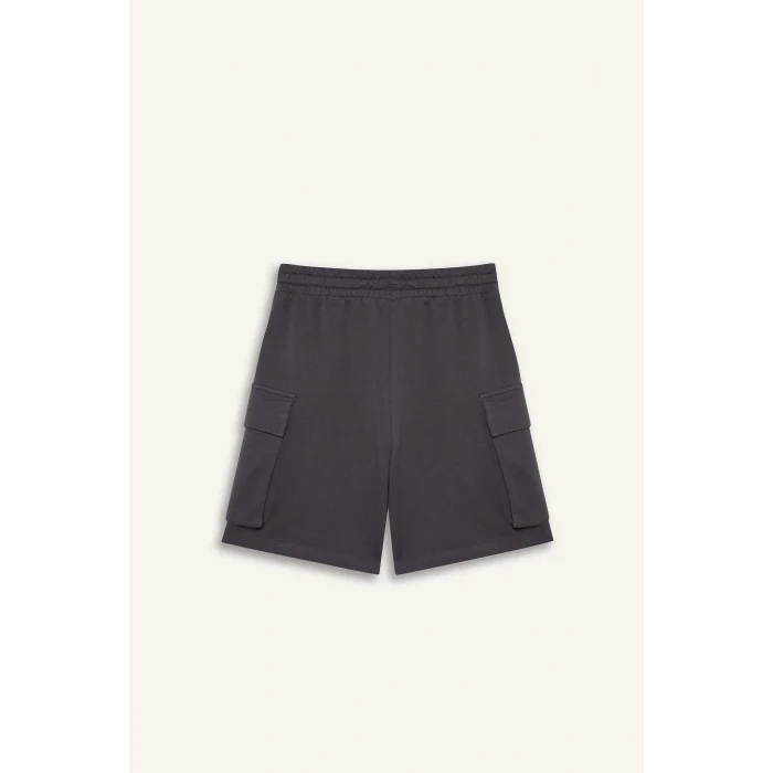 Defacto B0840 Antrasit Kız Çocuk Beli Lastikli Kargo Cepli Şort