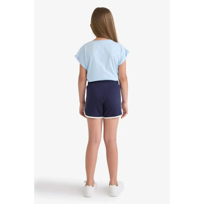 Defacto B5164 Lacivert Kız Çocuk Beli Lastikli Basic Düz Şort