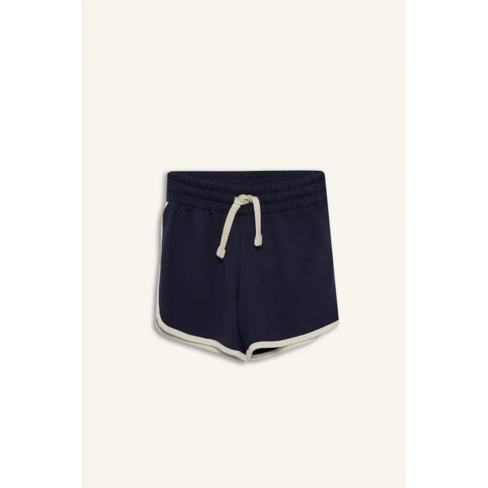Defacto B5164 Lacivert Kız Çocuk Beli Lastikli Basic Düz Şort
