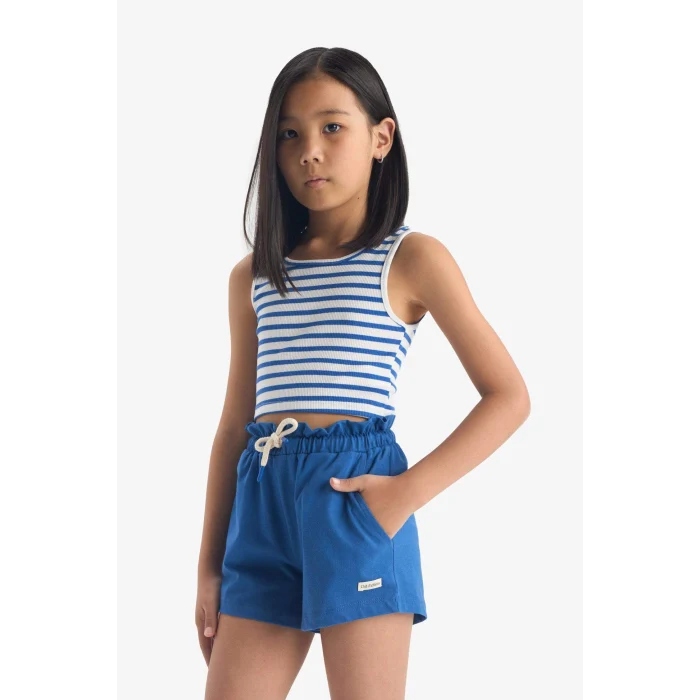 Defacto A2455 Mavi Kız Çocuk Beli Lastikli Baskılı Şort