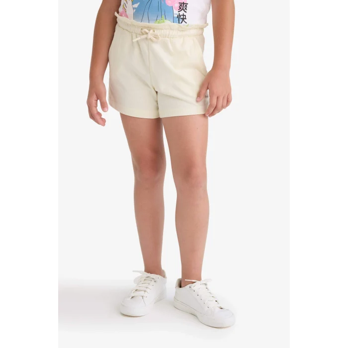 Defacto A2455 Ekru Kız Çocuk Beli Lastikli Baskılı Şort