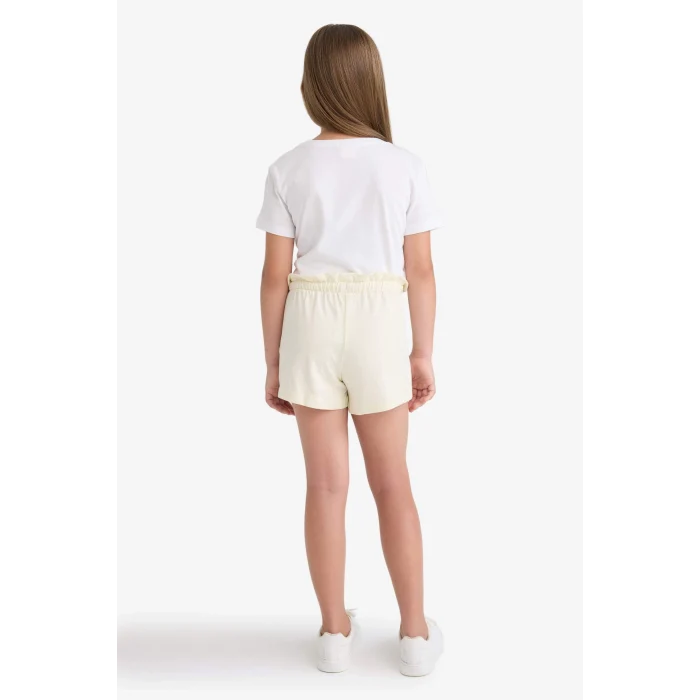 Defacto A2455 Ekru Kız Çocuk Beli Lastikli Baskılı Şort