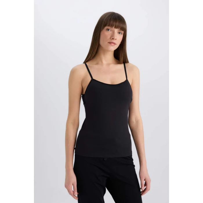 Defacto N6090 Siyah Regular Fit Pamuklu Askılı Atlet-Fall in Love