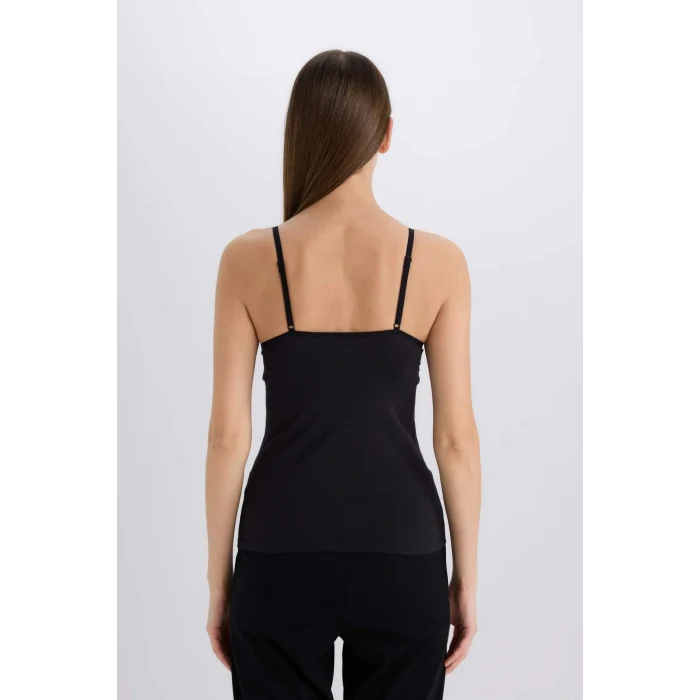 Defacto N6090 Siyah Regular Fit Pamuklu Askılı Atlet-Fall in Love