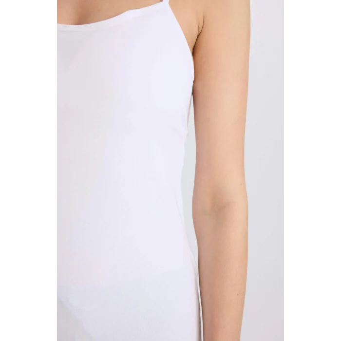 Defacto N6090 Beyaz Pedli Pamuklu Askılı Beyaz Atlet-Fall in Love