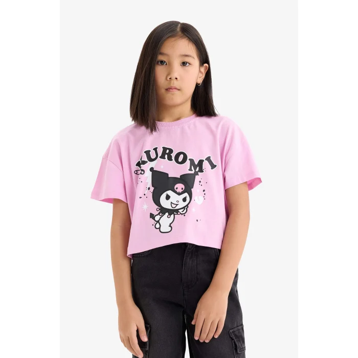 Defacto E6566 Pembe Kız Çocuk Bisiklet Yaka Kısa Kollu Tişört