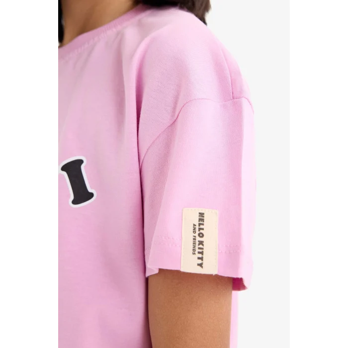 Defacto E6566 Pembe Kız Çocuk Bisiklet Yaka Kısa Kollu Tişört