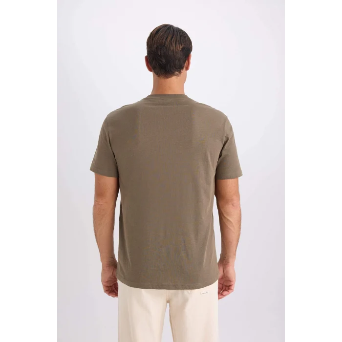 Defacto V7699 Haki %100 Pamuk New Regular Fit Bisiklet Yaka Basic Düz Kısa Kollu Tişört