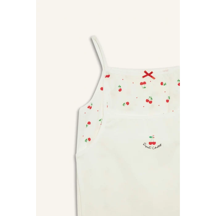 Defacto E7076 Ekru Kız Çocuk Desenli 2li Atlet